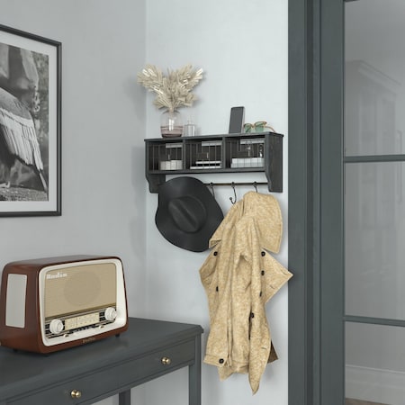 Flash Furniture 24" Blackwashed Wall Mount Coat Rack with Baskets HFMHD-GDI-CRE8-112315-GG